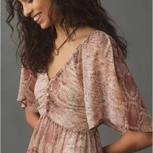 By Anthropologie Short-Sleeve Tiered Midi Dress